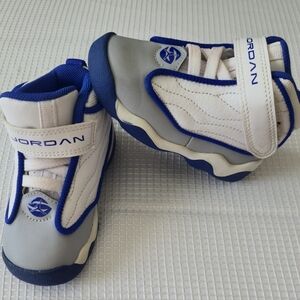 Jordan  Pro Strong Toddler Kids Shoes - Gray White  and Blue